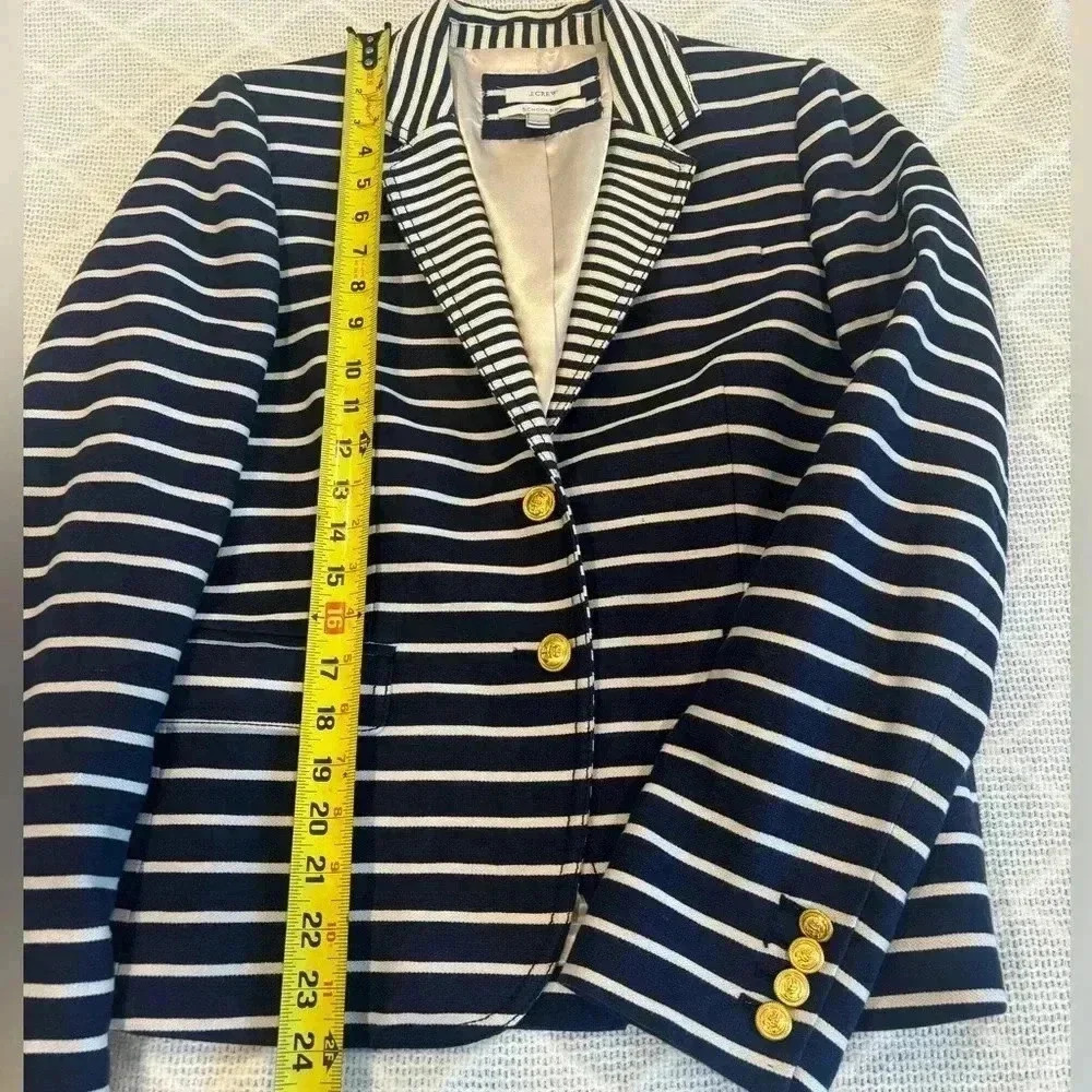 J.Crew Women’s Striped Schoolboy Blazer. Blue & white striped. Size 8. - Picture 3 of 12